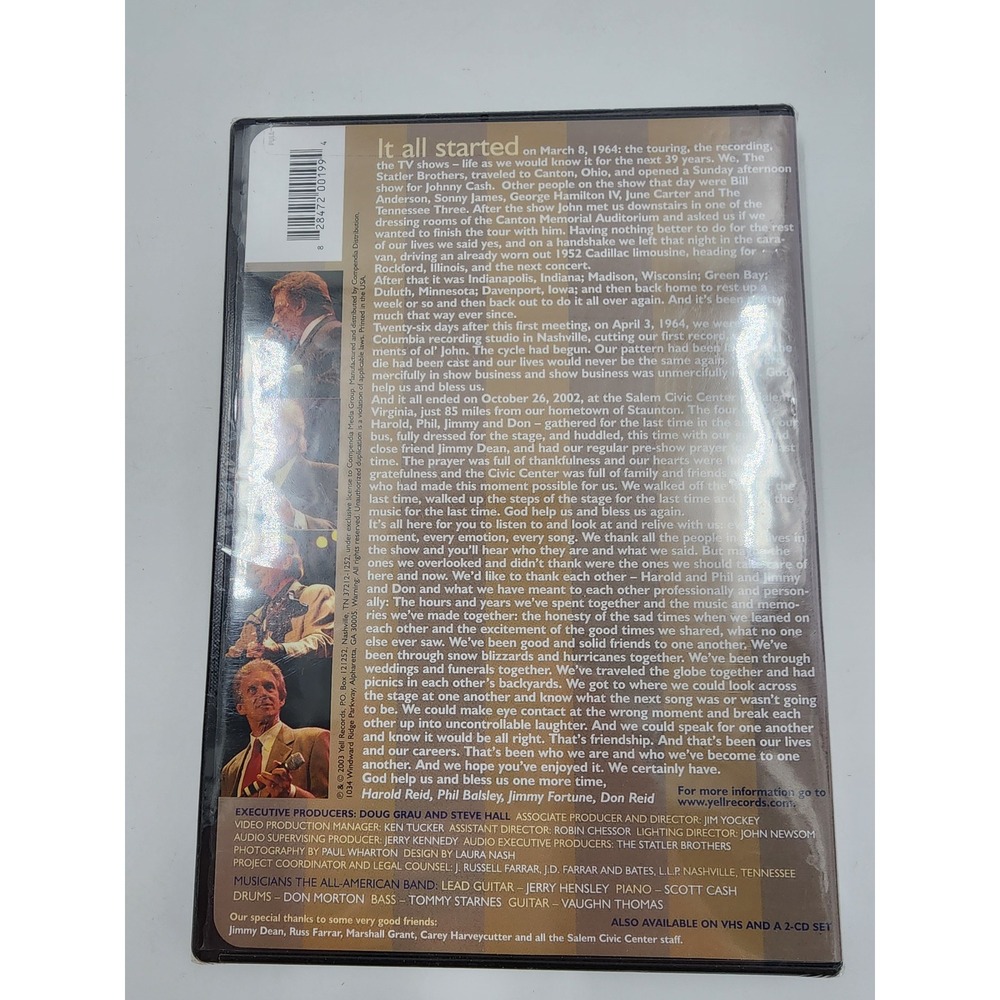 The Statler Brothers Farewell Concert DVD 2003 Live Final Performance New Sealed - Picture 2 of 6